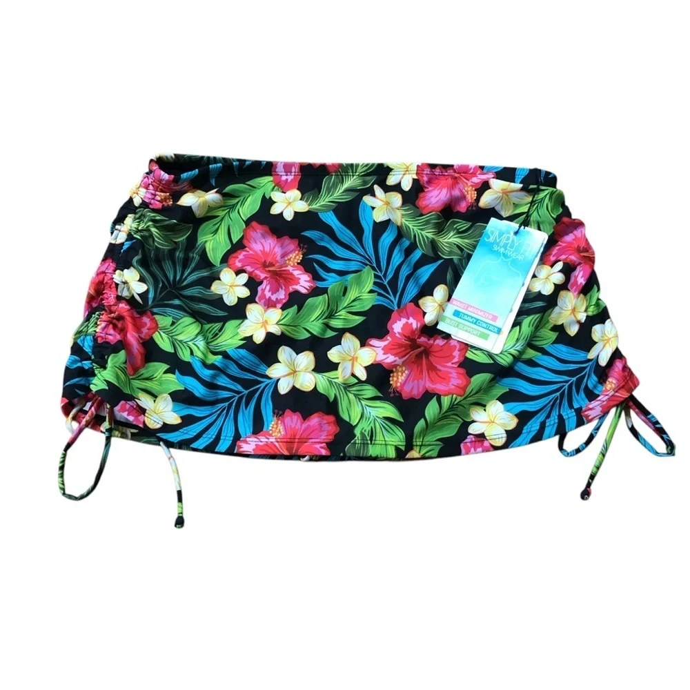 Simply Fit Tankini Swimsuit Top & Bottom Swimwear L Black Tropical Slimm… - Picture 5 of 12